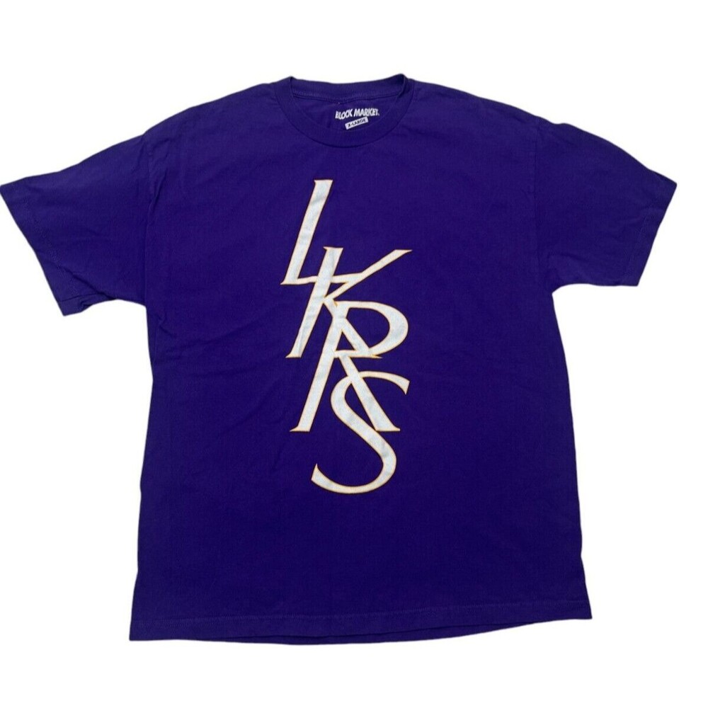 Lakers "LKRS" Block Market T Shirt Purple BM Logo Size XL Mens Streetwear Hype